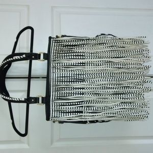 Steve Madden black and white fringe shoulder/crossbody bag